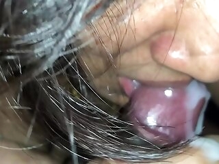 Sexiest Indian Lady Closeup Cock Sucking with Sperm in Brashness