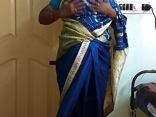 des indian horny cheating tamil telugu kannada malayalam hindi tie the knot vanitha wearing blue affect unduly saree  showing big boobs and shaved pussy press hard boobs press nip rubbing pussy tongue-lashing